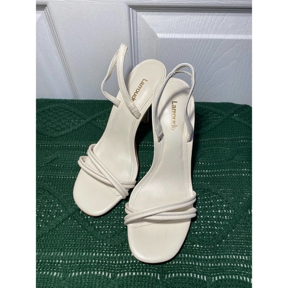 Larroude Mini Annie Sandal in Ivory Leather sz 6 NWT - Picture 1 of 12
